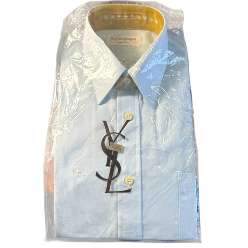 RARE 80s Yves Saint Laurent Men's Dress Shirt - Sz 14 1/2 (32-33) Italy YSL NOS